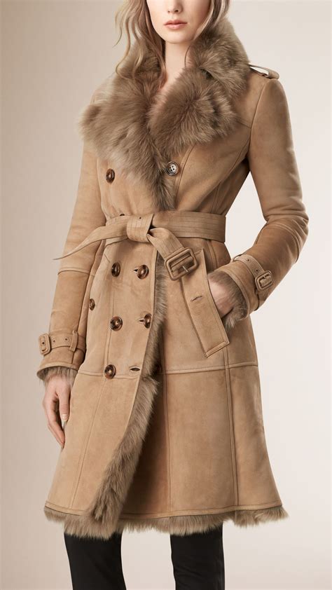 burberry white shearling coat|Burberry shearling collar jacket.